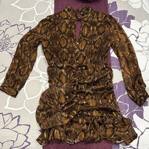 Zara Brown Snake Print Mini Dress